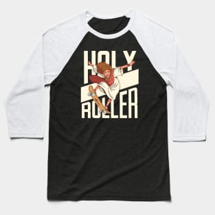 Funny Holy Roller Skateboarding Jesus // Christian Humor Jesus Joke Baseball T-Shirt